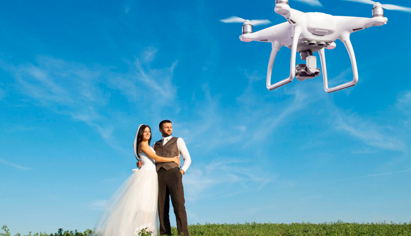 Grabaciones de boda a vista de Dron