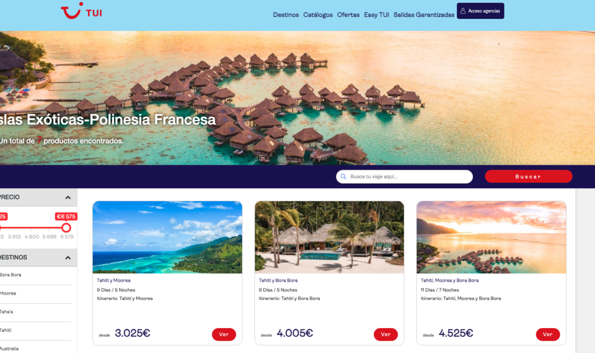 TUI Spain y Tahiti Tourisme se unen en una nueva campaña conjunta para promocionar Las Islas de Tahiti